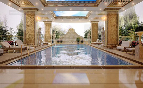 Tầng cao nhất của khách sạn có bể bơi